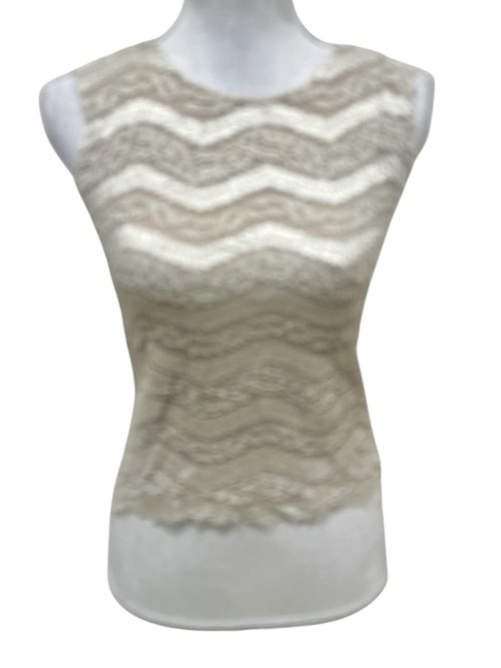 Allison Taylor Sleeveless Chevron Lace Camisole stretchy cream USA made small